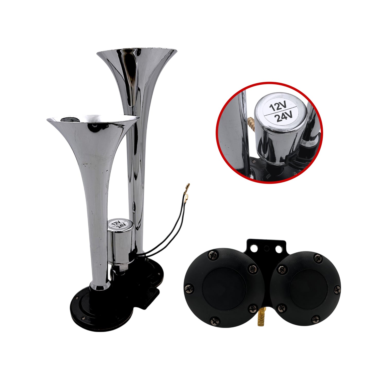 Corneta De Aíre Y Eléctrica Tipo Tren Doble Para Camión Mix