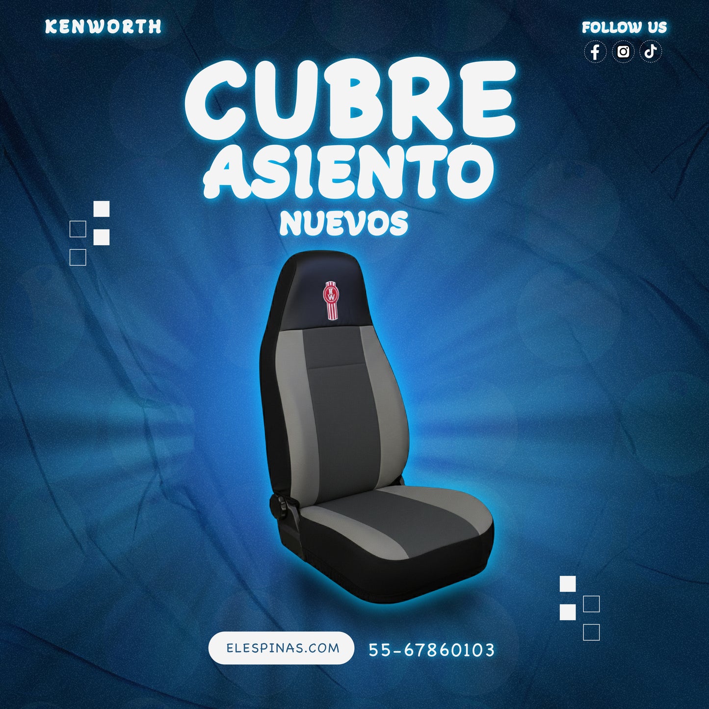 Cubre Asientos Kenworth Guitarrón T880-T680 Negro-Gris (PAR)