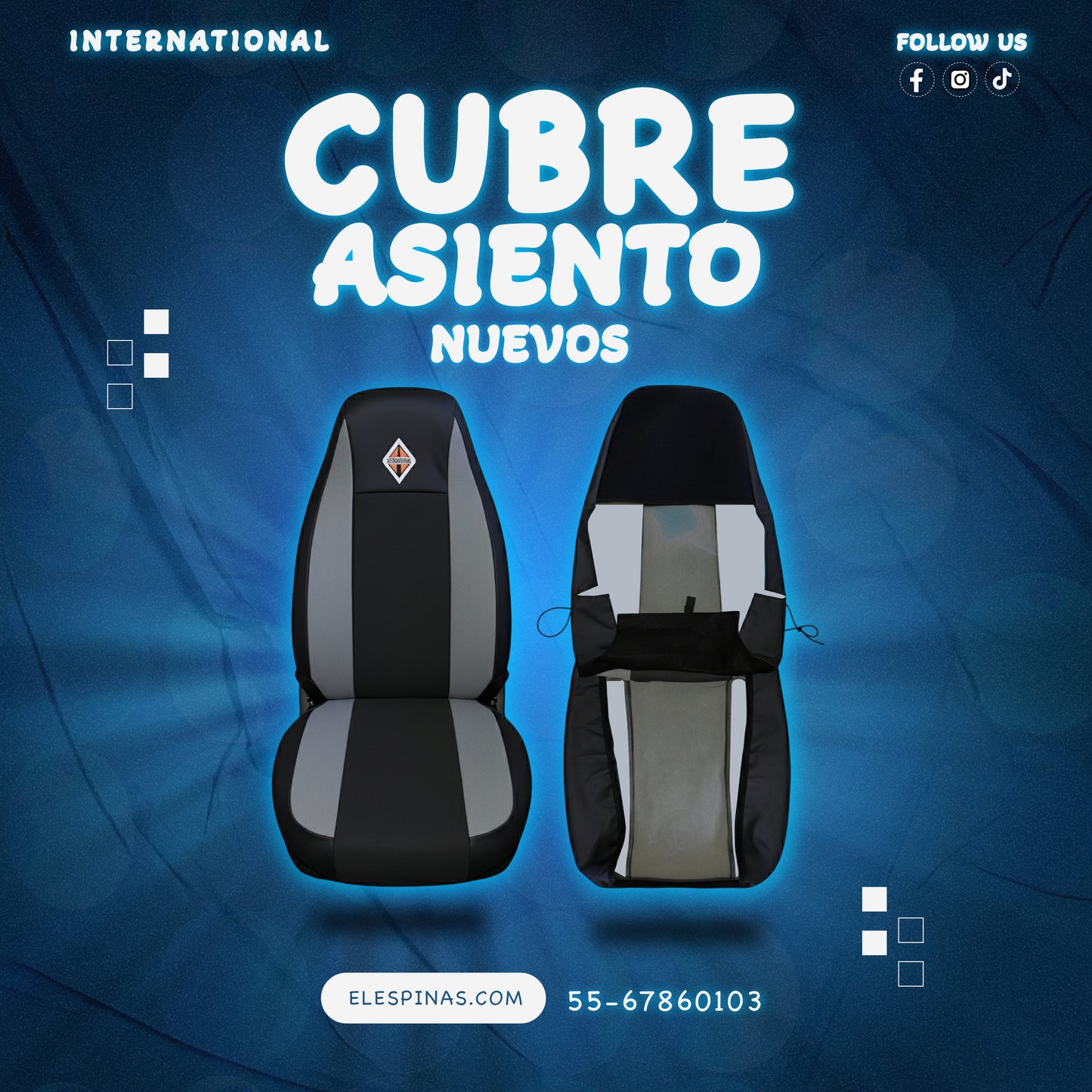 Cubre Asientos Para Inter- Prostar- Lt- Lonestar - 9400/9200 Negro-gris (PAR)