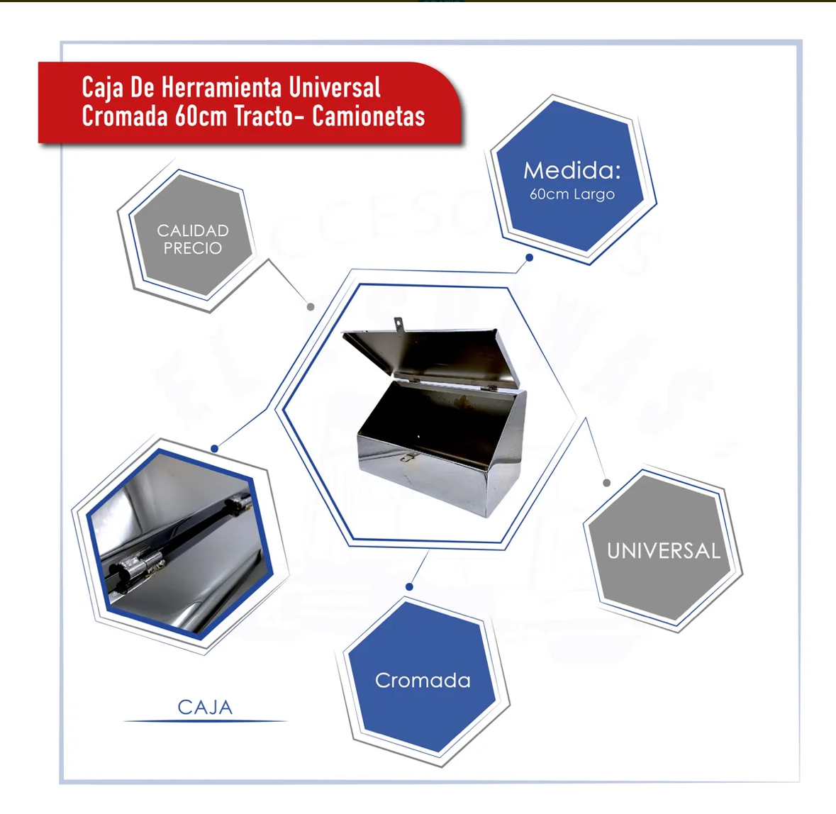 Caja De Herramienta Universal Cromada 60cm Tracto- Camioneta Cromada
