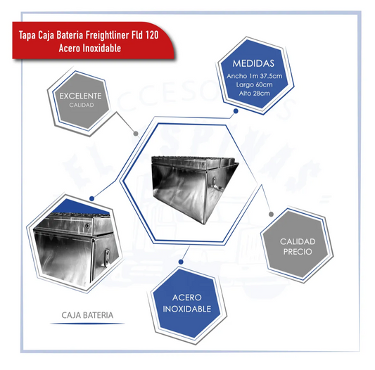 Tapa Caja Bateria Freightliner Fld 120 Acero Inoxidable