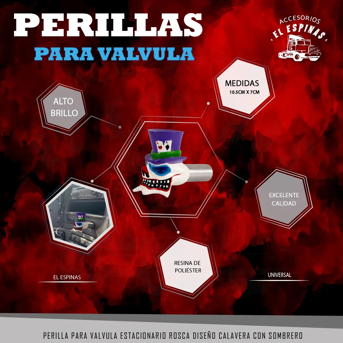 Perilla Estacionaria Diseño Calavera Excelente Calidad Pza (Rosca)