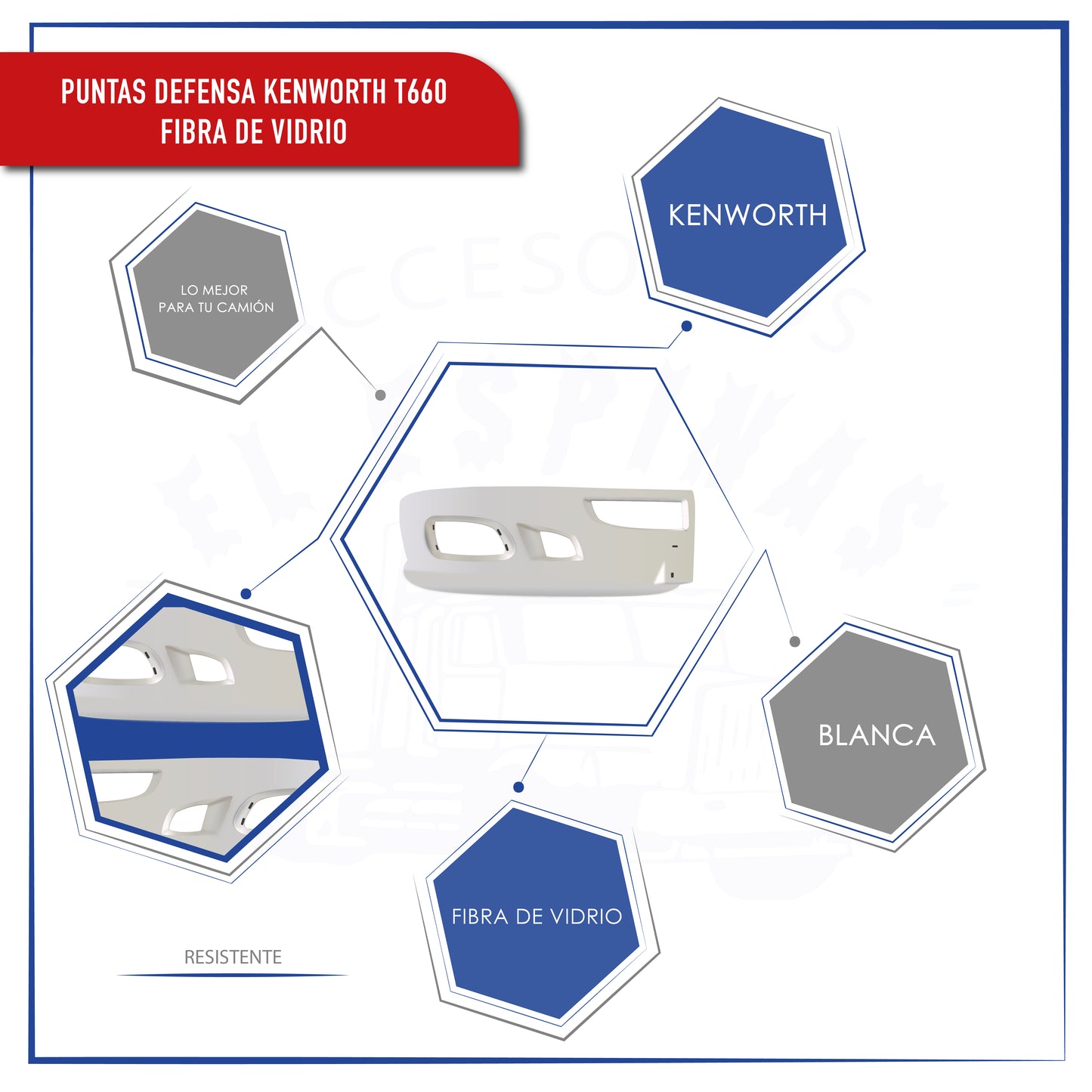 Punta De Defensa Izq O Der Kenworth T660 Fibra De Vidrio