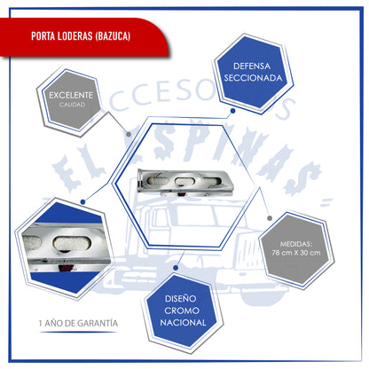 Par De Bazuca Porta Lodera Cromada Para Camión Orificio Con Plafones