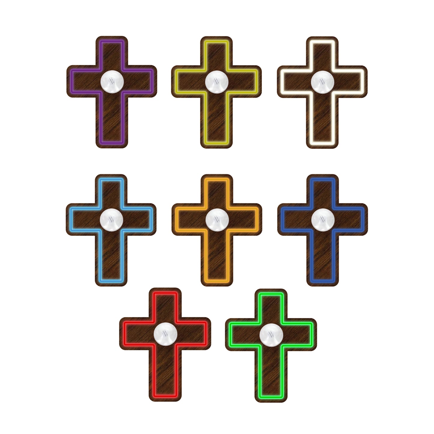 Adorno Cruz De Madera Para Parabrisas Luz Distintos Colores