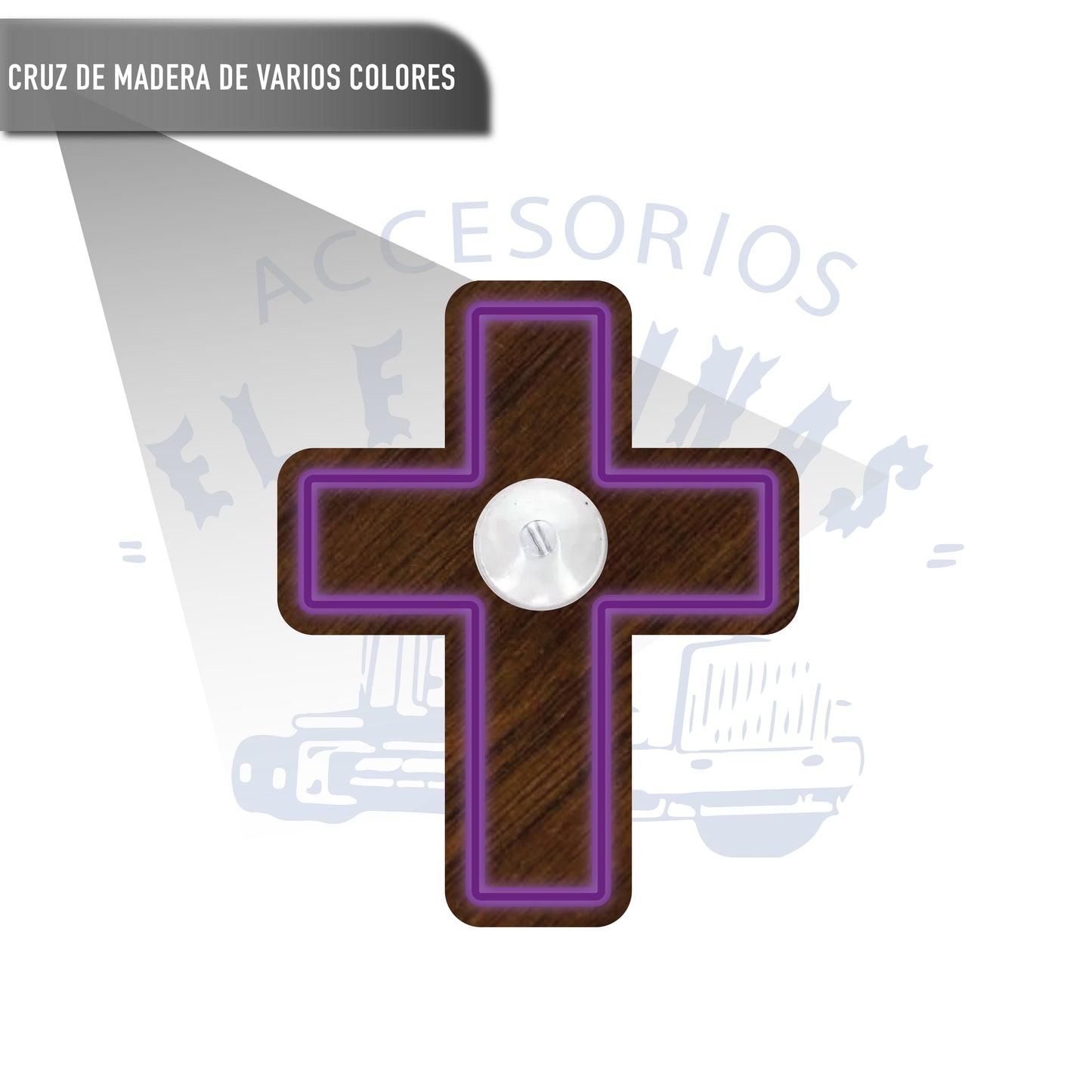 Adorno Cruz De Madera Para Parabrisas Luz Distintos Colores