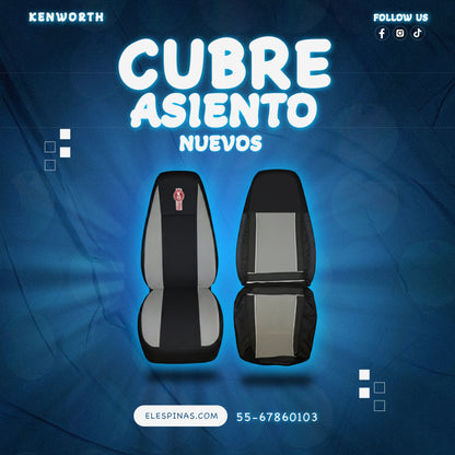 Cubre Asientos Kenworth Guitarrón T2000-w900-t800-t600-t660 Negro/Gris (PAR)