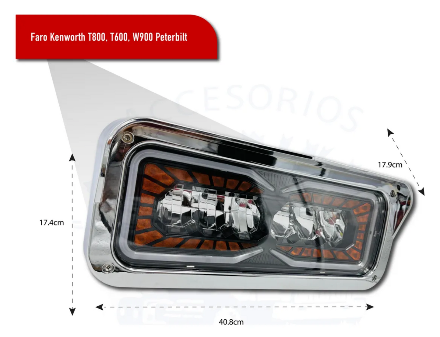 Juego De Faro Led Kenworth T800 T600 W900 Peterbilt Ambos Lados