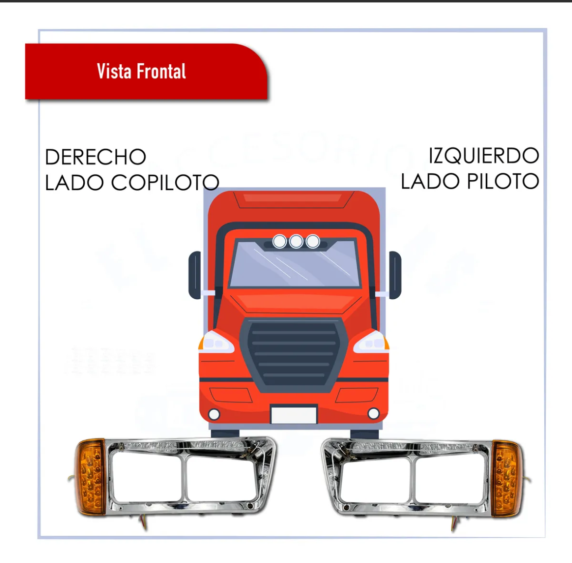Bisel Freightliner 120 Cuarto Con Luces Led Izquierdo/derecho