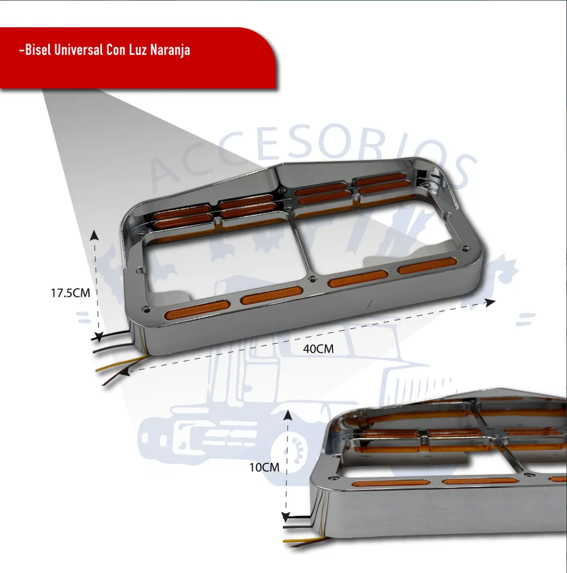 Bisel Cromado Con 32 Luz Led Ambar Para Kenworth T800 izquierdo/derecho