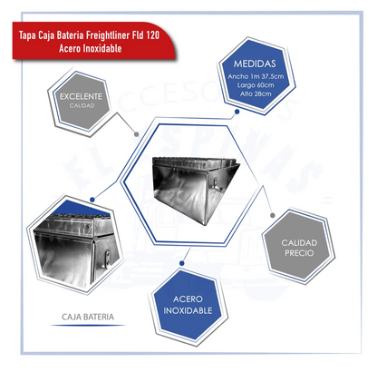 Tapa Caja Bateria Freightliner Fld 120 Acero Inoxidable