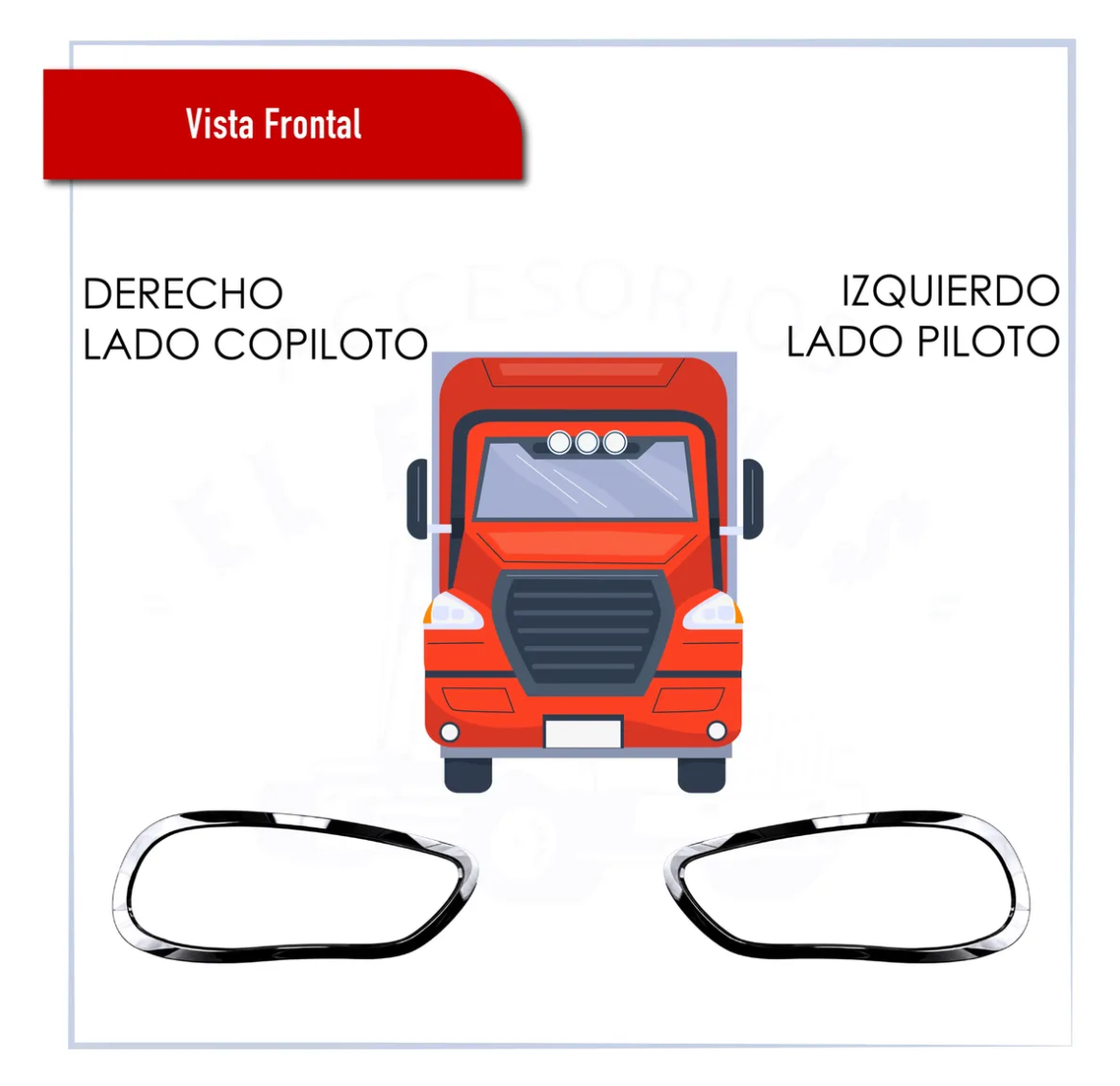 Bisel Cromado Para Faro Freightliner M2 Excelente Calidad - Cromado Izquierdo/Derecho