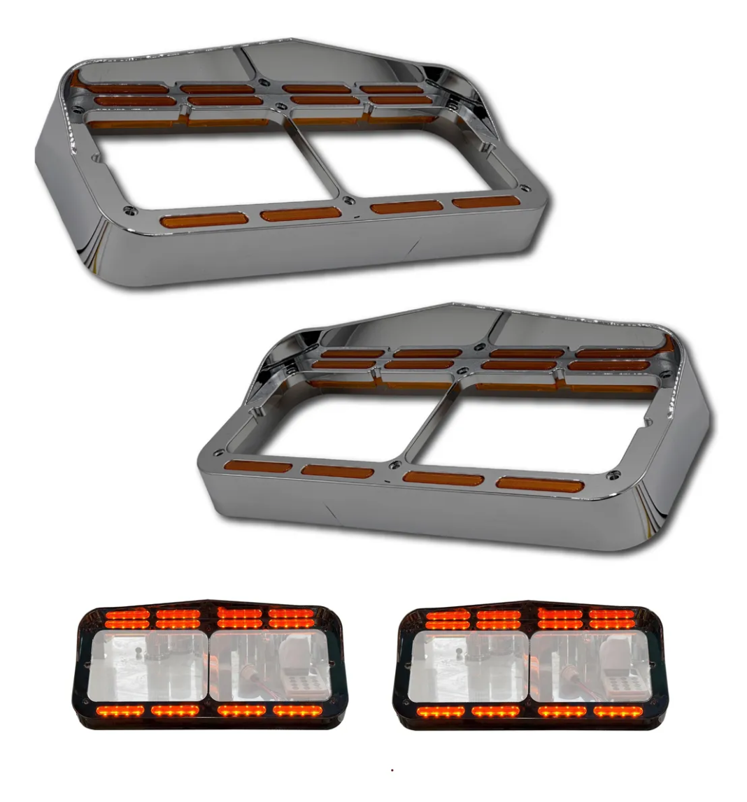 Bisel Cromado Con 32 Luz Led Ambar Para Kenworth T800 izquierdo/derecho