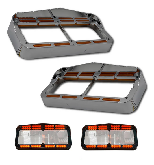 Bisel Cromado Con 32 Luz Led Ambar Para Kenworth T800 izquierdo/derecho