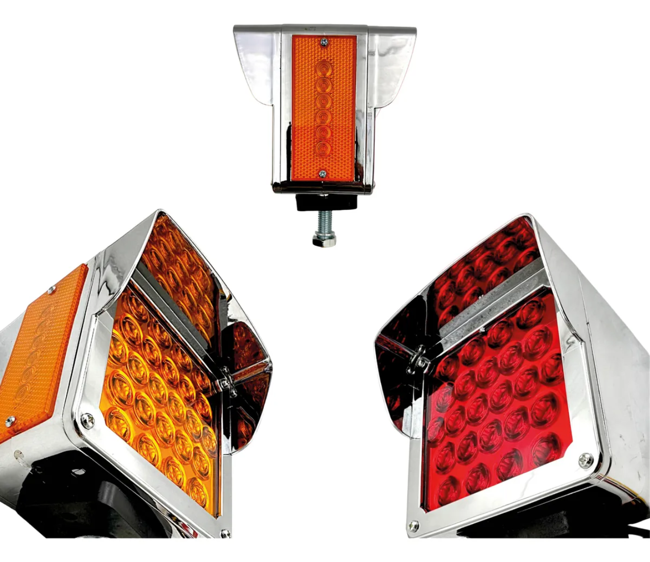 Pza Direccional Cuadrada T800 Bisel Cromado Pza 48 Lds Ambar-rojo