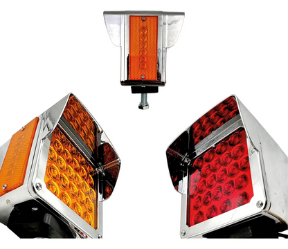 Pza Direccional Cuadrada T800 Bisel Cromado Pza 48 Lds Ambar-rojo