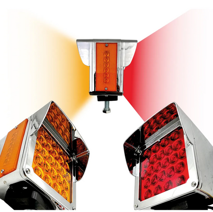 Pza Direccional Cuadrada T800 Bisel Cromado Pza 48 Lds Ambar-rojo