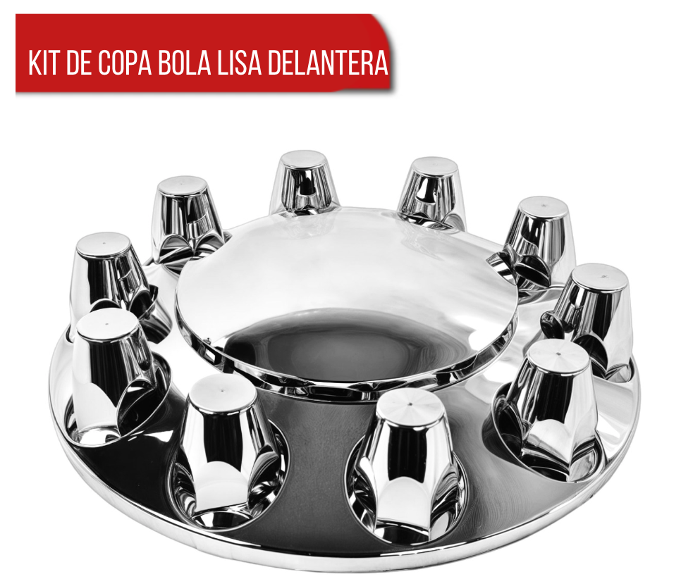 Kit de Copa Bola Lisa Cromada con Capuchones Unemon Rosca Delantera o Trasera