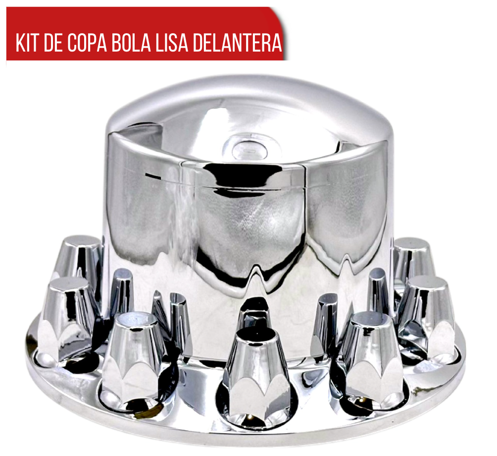 Kit de Copa Bola Lisa Cromada con Capuchones Unemon Rosca Delantera o Trasera