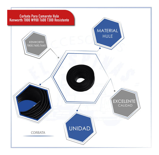 Corbata Para Camarote Hule Kenworth T800 W900 Extra Gruesa