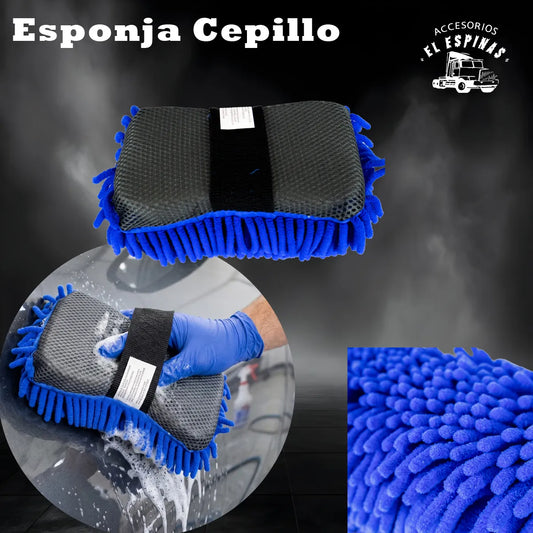 Esponja Microfibra Lavado De Auto Guante Limpieza Azul