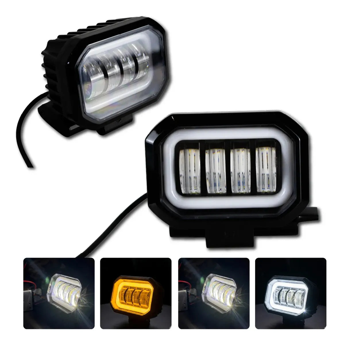 Par De Faros Led De Alta Intensidad Con Arillo De Led Cob