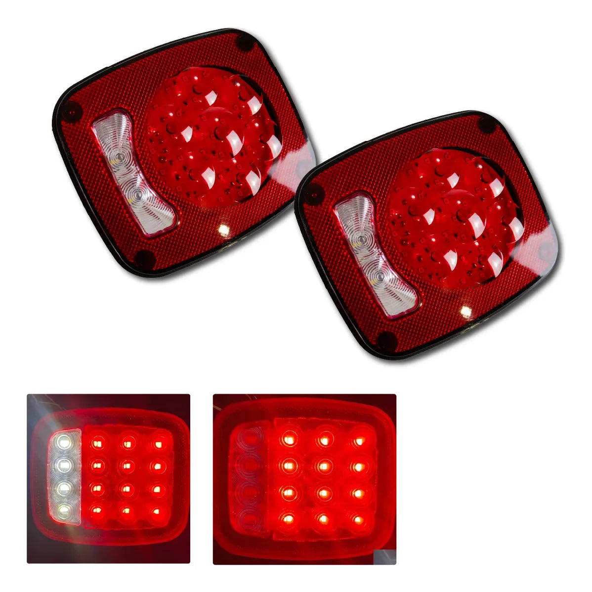 Calavera Tipo Jeep 36 Leds Rojos + 2 Leds Blancos 1 Pza