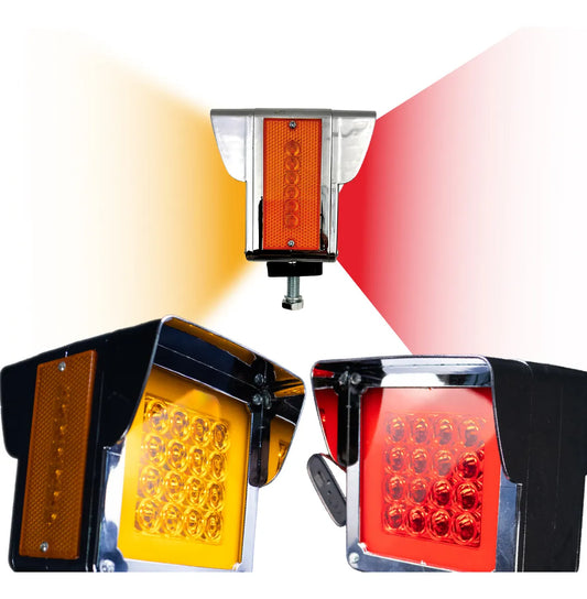 Pza Direccional Cuadrada T800 Bisel Cromado Pza 32 Leds Ambar-rojo