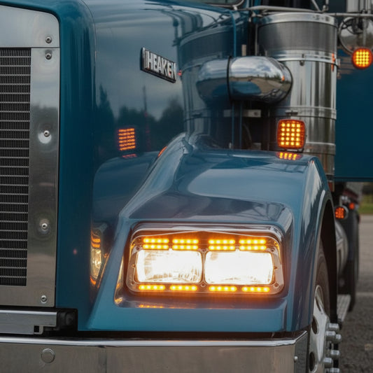 Bisel Cromado Con 32 Luz Led Ambar Para Kenworth T800 izquierdo/derecho