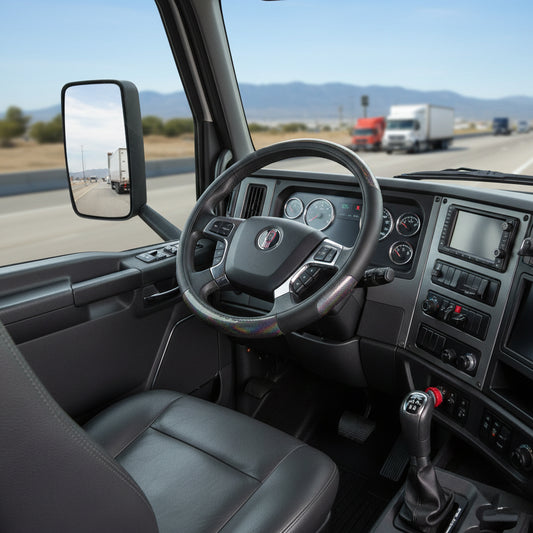 Funda Para Volante Cubre Volante Piel Costuras Rojas 45cm