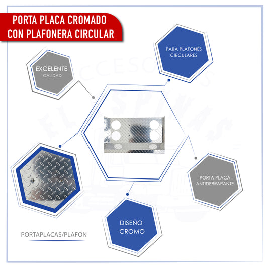 Porta Placa Cromado / Plafonera Con Antiderrapante Tractocamion