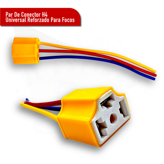 Par De Conector H4 Universal Reforzado Para Focos