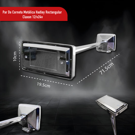 Par De Corneta Metálica Tipo Hadley Rectangular Claxon 12/24v