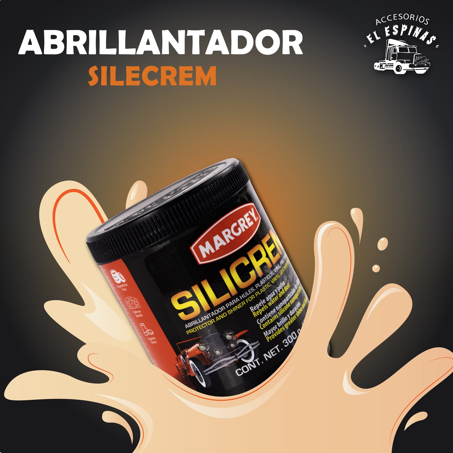 Abrillantador Para Llantas Y Plásticos Silicrem Blanco de 300 gr