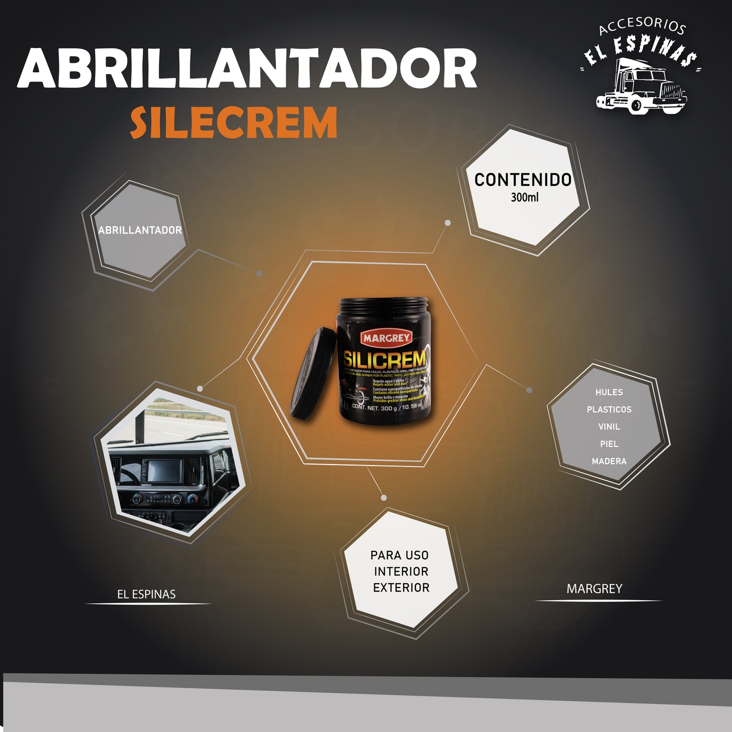 Abrillantador Para Llantas Y Plásticos Silicrem Blanco de 300 gr