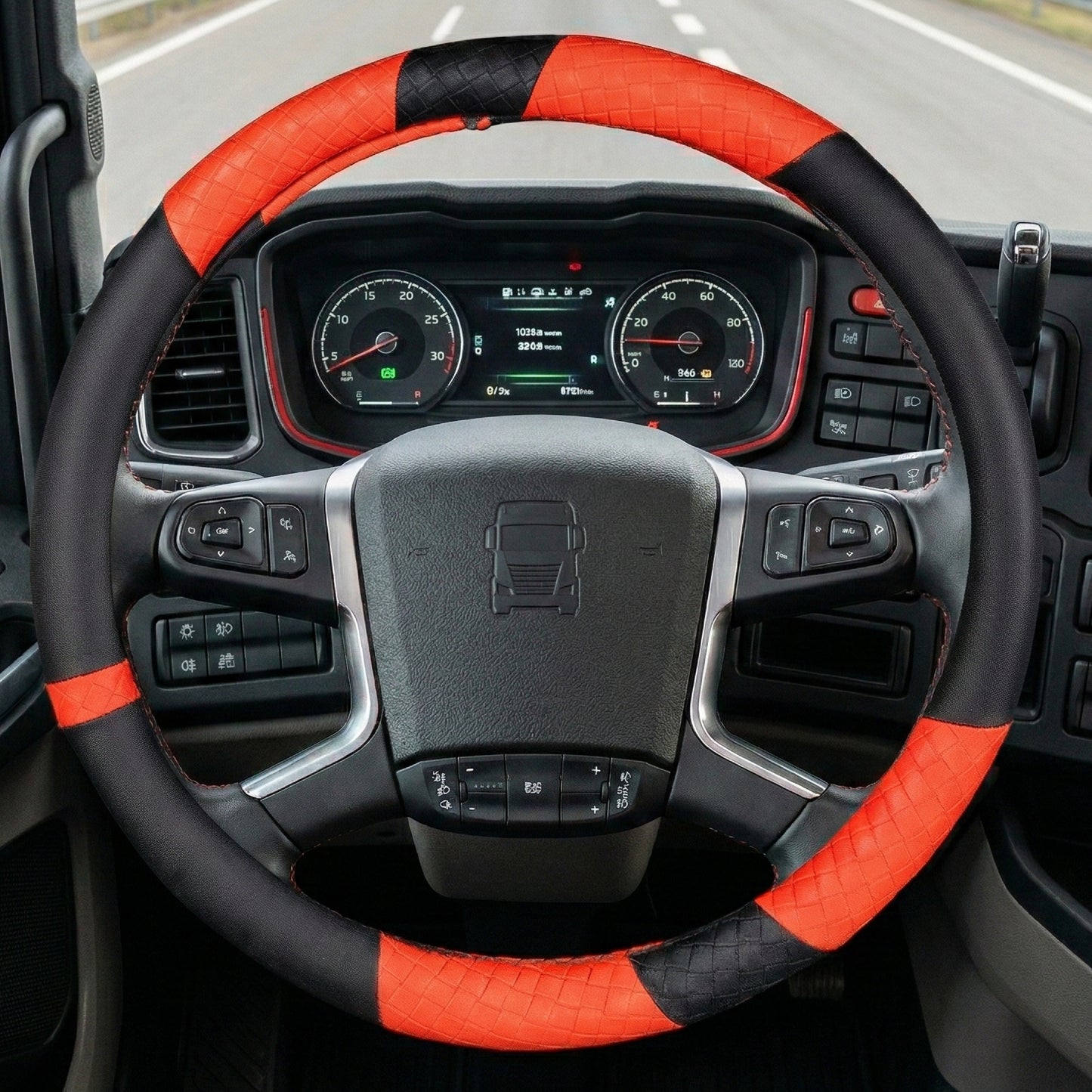 Funda Para Volante Cubre Volante Piel Rojo-Negra 36.5cm