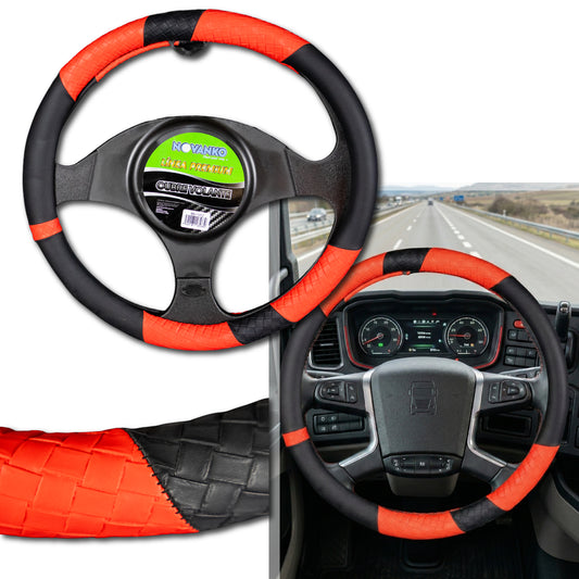 Funda Para Volante Cubre Volante Piel Rojo-Negra 36.5cm
